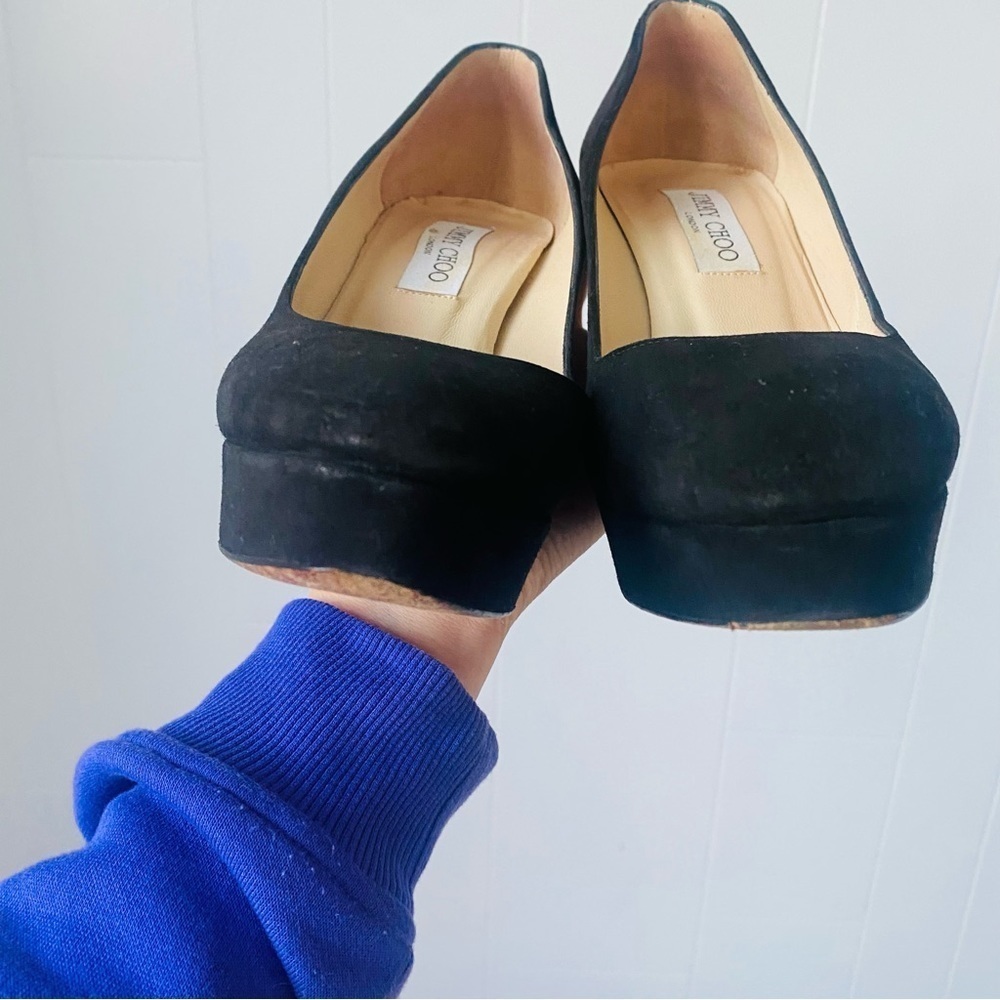 Jimmy Choo Black Suede Leather Cosmic Platform Size 38 - Picture 6 of 7
